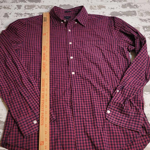 1209 J. Crew Fuschia Men's LS Button Down Size Large Slim - Picture 3 of 4